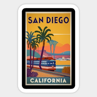 A Vintage Travel Art of San Diego - California - US Sticker